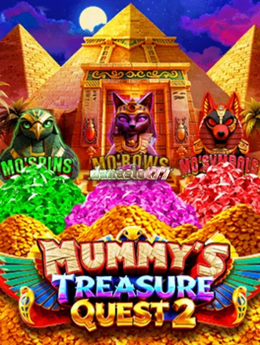 Tampilan visual slot Mummy’s Treasure Quest 2 dengan tema piramida Mesir